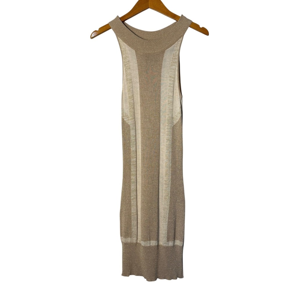 ARDEN B Y2K Silk Blend Knit Dress Bodycon Metallic Stripe Keyhole Neck ‎ XS
